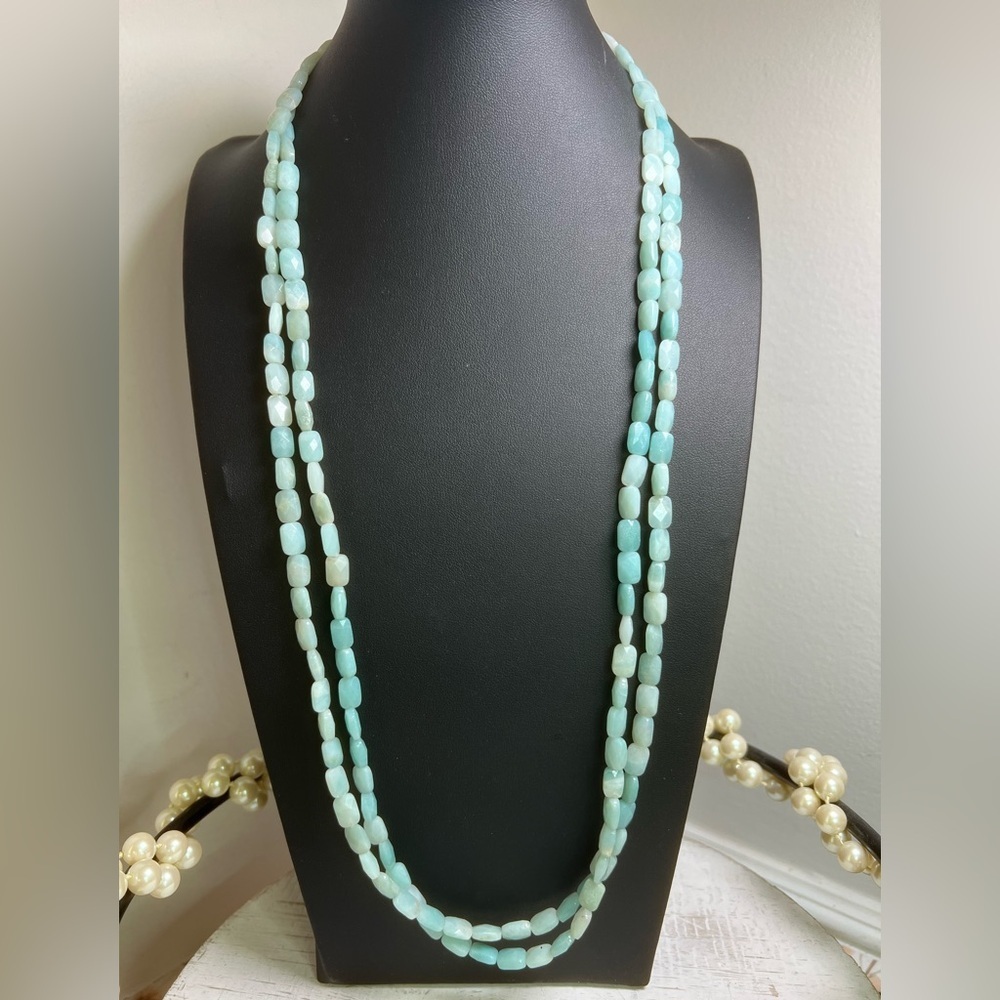 Anngi Alyn Amazonite Stone Necklace w/925 Toggle Clasp 56” D7